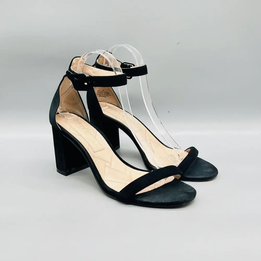 Kurt Geiger Sandals Womens 9 Black Leather Ankle Strap Block Heel Dress Shoes